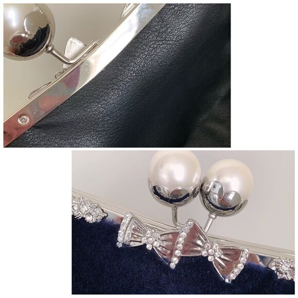 Handmade Real Shearling Pearl Kisslock Clutch/Wristlet/Evening Bag/Crossbody - Picture 16 of 16